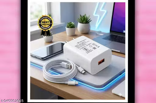 Smart 44 Watt Charger Adapter with Fast Charging Cable, Portable USB C Mobile Charger for Android Phones and Electronic Devices