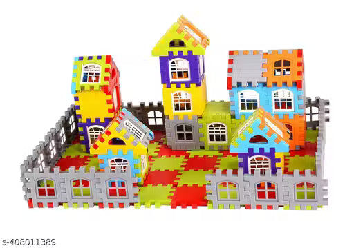 Happy Home Building Blocks with Smooth Rounded Edges, Toys for Children Educational & Learning Toy for Kids 72 Pices))05