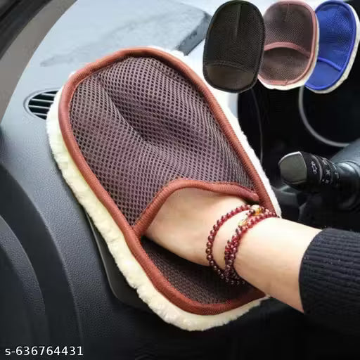 Premium Super Soft Scratch Proof Woolen Gloves For Car Glass And Body Cleaning - Pack of 1| Car detailing glove|