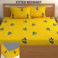 3 pieces bedsheet set ( 1 double size Elastic Fitted bedsheet with 2 Pillow cover ) ( Note-- Single Bedsheet with1 pillow cover )
