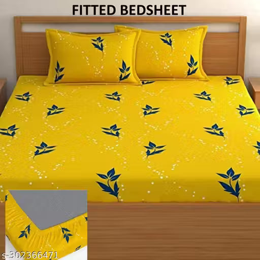 3 pieces bedsheet set ( 1 double size Elastic Fitted bedsheet with 2 Pillow cover ) ( Note-- Single Bedsheet with1 pillow cover )