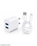 22W Dual USB Fast Charger with 6A Type C Cable 1 Meter | Fast Charging Adapter for Android Smartphones