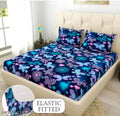 double bed cotton fitted bedsheet with two pillow cover