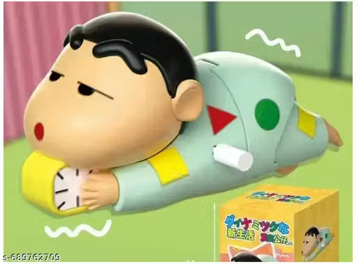 Crayon Shinchan wind-up toy (Blue) Premium Quality With Box pack, Manual Clockwork Toy Anime 11CM Character Styling Crawling Flat Push Children's Toy Moving,