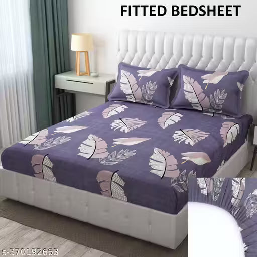 3 pieces bedsheet set ( 1 double size Elastic Fitted bedsheet with 2 Pillow cover ) ( Note-- Single Bedsheet with1 pillow cover )