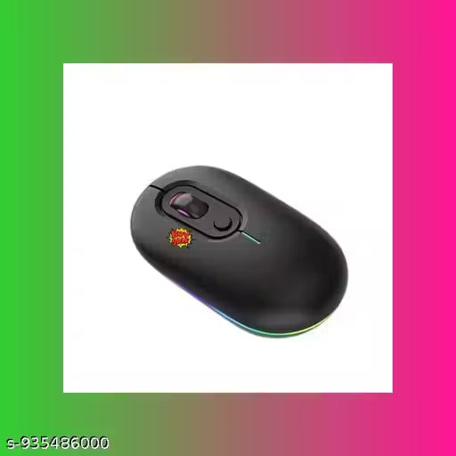 Dual Mode Wireless RGB Mouse with USB Nano Receiver | 2.4G USB Silent Click and 1600 DPI Adjustable Sensor Multi-Color RGB Light Portable Mouse for Laptop &Desktop (Black)