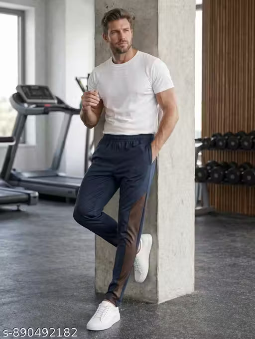 Men’s Grey Solid Track Pant Lightweight Running & Workout Lower