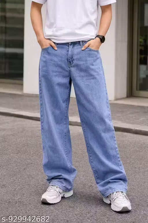 Men's Stylish Light Blue Baggy Denim Jeans