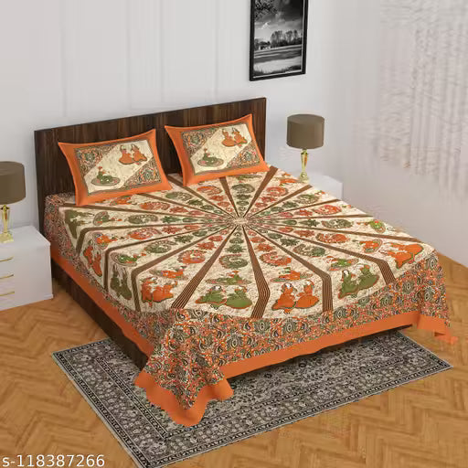 Pure Cotton Double Bedsheet With 2 Pillow Covers