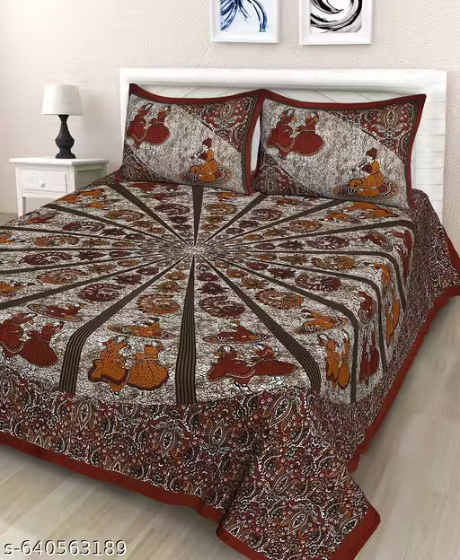 SOUL VENTURE - Cotton Double Bedsheet Jaipuri Printed Bedsheets chadar for double bed king size bedsheets 90*100