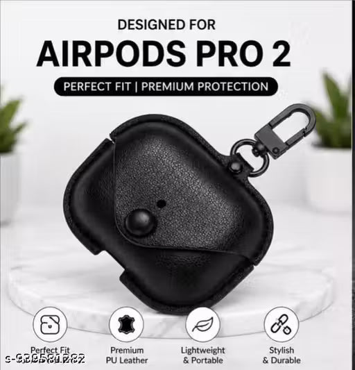 Leather Case FOR APPLE Airpods Pro / Airpods Pro 2||case only (Do Not Place Order For Other Brands)) PU leather case with button lock for APPLE Airpods PRO MODEL (Black)