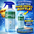 Banana Wipe Glass Cleaner Combo | 500 ML Spray + Free Refill Bottle | Multi-Surface Glass Cleaner for Home, Kitchen, Bathroom