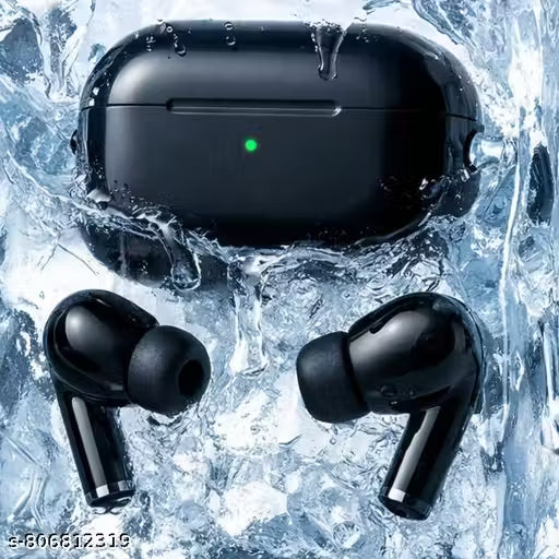 Black Airbud Pro | True Wireless Earpods With Mic | BT 5.3 Chip | IPX5 Waterproof | TWS Bluetooth Earbuds | Fast Charging Case | Long Battery