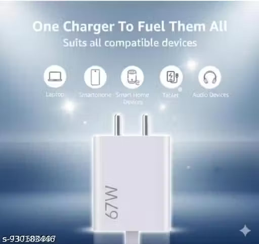 67 Watt Fast Charger, 4A Wall Fast Charging Mobile Charger With Detachable Cable Supports Supervooc, Vooc, Superdart, Dash, Warp