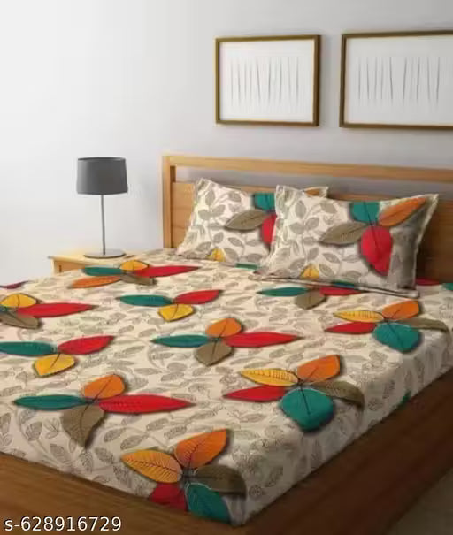 Glace-Cotton Bedsheet For Single/Double Bed With Pillow Cover