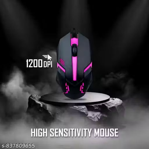 USB Wired Mouse RGB Light, with 1200 DPI, USB Plug & Play, Center Scroll Click, Ergonomic Design