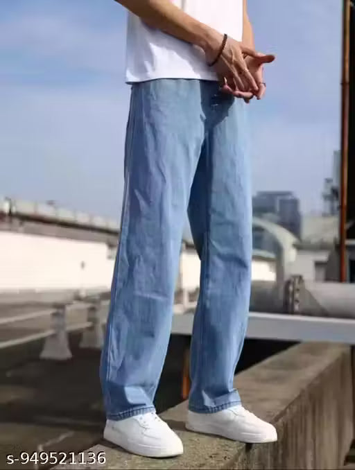 Jaanu Clothing Regular Fit Men Baggy Sky Blue Jeans