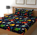 Super Soft Glace Cotton All Round Elastic Fitted Double Bed Bedsheet with 2 Pillow Covers-72x78x8 Inches-fiteed_Double