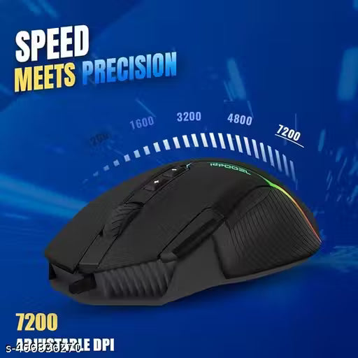 LAPCARE Champ LGM-108 Gaming Mouse, 8 Buttons, 6 Customizable DPI Levels Upto 7200 DPI, 7 Circular & Breathing LED Light, Wired Mouse (Black)