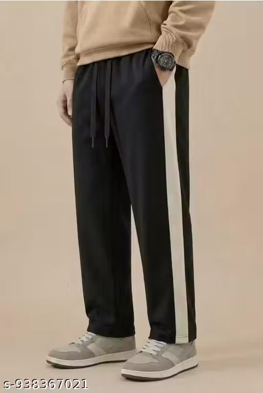Men’s Premium Black Side Stripe Track Pants