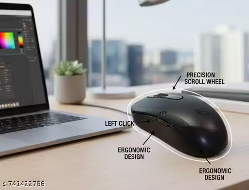 USB Wired Optical Mouse for Laptop and Desktop | Plug and Play High Precision Mouse | Compatible with PC, Computer and (Black)