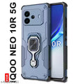 AELVOUX Armor Bumper Back Cover for iQOO Neo 10R 5G | Ring Holder & Kickstand in-Built | 360 Degree Protection Back Cover for iQOO Neo 10R 5G (PC & TPU, Blue)
