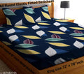 All Round Elastic Fitted Cotton Feel Printed King Size Double Bed Bedsheet with 2 Pillow Cover(72"x78" inch )