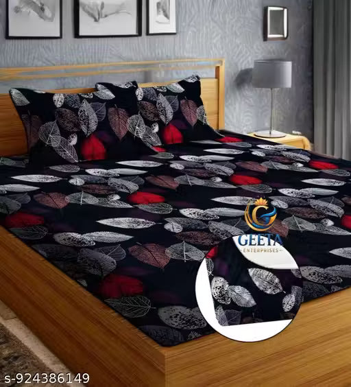 All Around Fitted Elastic Cotton Single/Double/King Size Bedsheet With 2 Pillow Covers