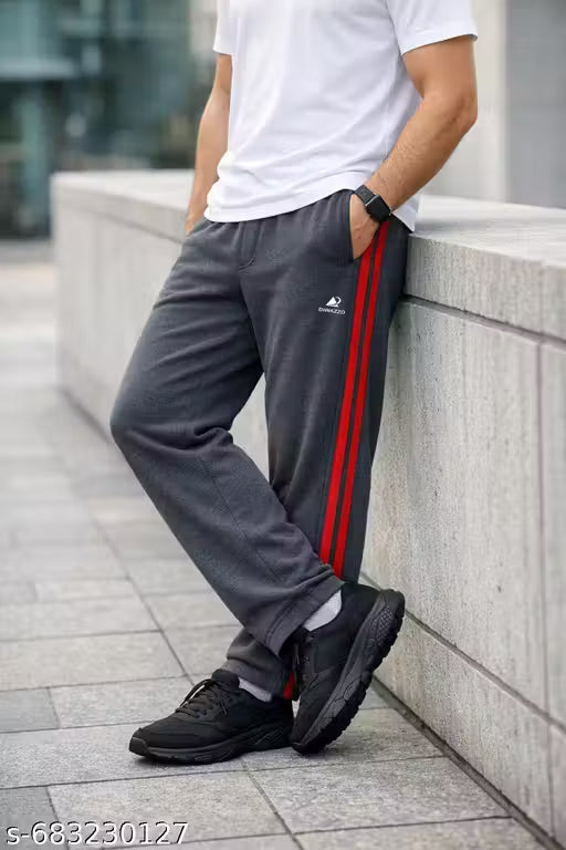 Men’s 100% Cotton Track Pants with Side Stripes & Deep Pockets