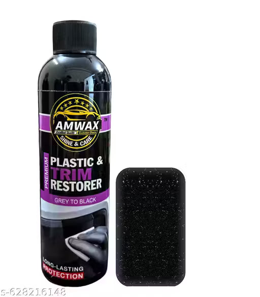 Amwax plastic and trim restorer/multipupose polish / shiner for car plastic parts ,dashboard polish. scooty black parts,car dashboard , tyre polish 200 ml