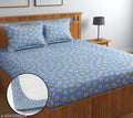 THE HOME STYLE Cotton Feel Glace Cotton Elastic Fitted Printed King Size Double Bed Bedsheet with 2 Pillow Cover(72"x78" +10'', Multicolour)
