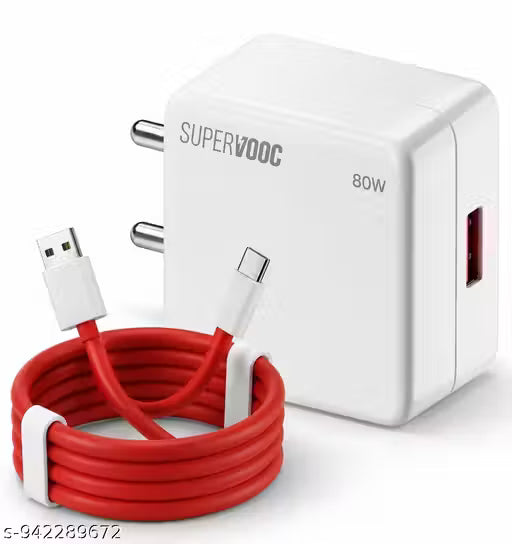 Megapwr 80W SuperVOOC Fast Charger with USB to Type-C Detachable Cable | Dash Charging Adapter for Smartphones