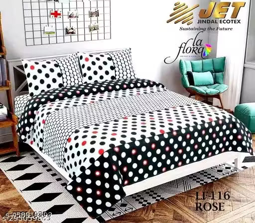 Stylish Cotton Double Bedsheet with Pillow Cover | Trendy Printed Polycotton Double Bedsheet with 2 Pillow Cover