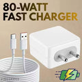 80 Watt Mobile Charger, 80 Watt Fast Charger; 3A Super Fast Mobile Charger, 80 watt charger, Compatible with Supervooc