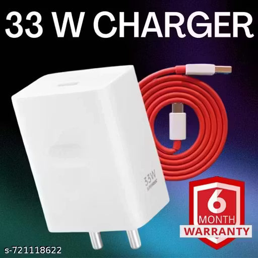 33 Watt 3A Fast Charging Mobile Charger R-E-E-L M-E Charger With Red Detachable Cable Supports Supervooc,