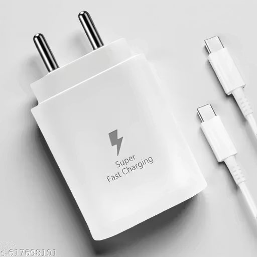 45W PD Super Fast Charger | Type-C to Type-C Cable (White) | Power Delivery Adapter for Mobile, Tablet, Laptop| Rapid Charging, Universal USB-C, Safety Protection.