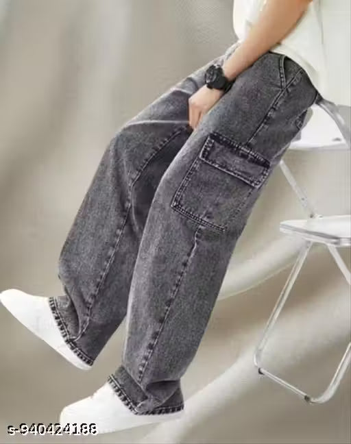 Regular Fit Mid Rise Washed Denim Jogger Jeans