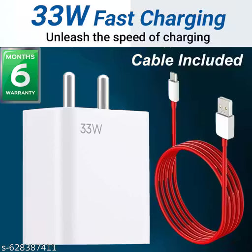 33 Watt Mobile Charger, 3A Fast Charger With Detachable Cable Supports Supervooc