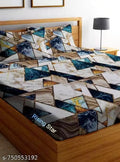 Super Soft Glace Cotton Primium Quality Attractive King Queen Single Cotton Feel All Round Elastic Fitted Double Bed Bedsheet with 2 Pillow Covers-72x78x08