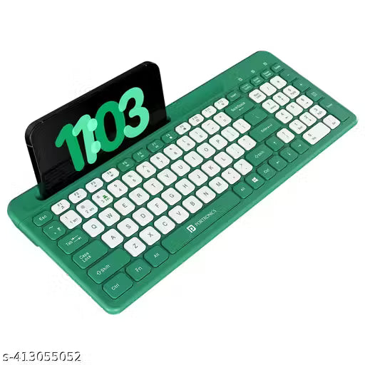Portronics Bubble Square Wireless Keyboard with Bluetooth + 2.4 GHz USB Receiver (Dual Connectivity), Pair 3 Devices Max