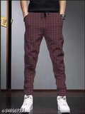Checked Trackpants Maroon