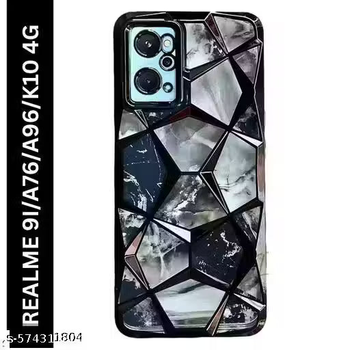 Accesories Legacy Back Cover Case For Realme 9i 4G / Oppo K10 4G / Oppo A76 ( Dual Design Glitter Sparkle and Detachable Diamond Print Case | Soft and Flexible - Black)