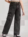 Boys & Girls Wide Leg Six Pocket Denim Jeans – Washed Grey
