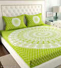 Rajasthani Printed Pure 100% Jaipuri Cotton King Size Double bedsheets With Pack Of 1 Fitted Bedsheets With 2 Pillow Cover