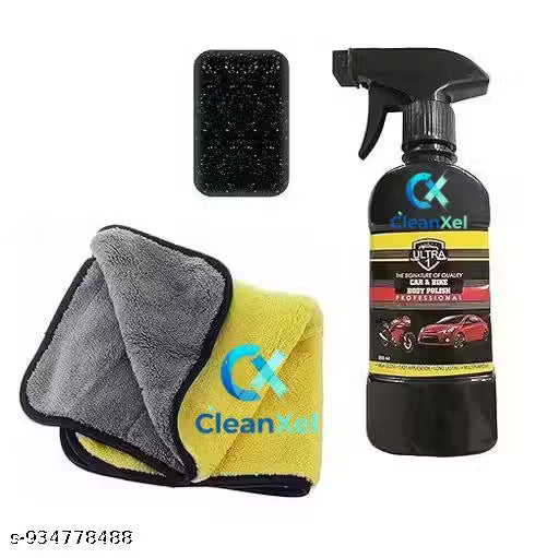 Car & Bike Silky Shine Liquid Polish (250ML) with Mircorfiber Cloth 500 GSM (Size: 30 x 40 CM)