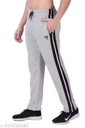 Men Grey Solid Track Pants with Side Stripe | Comfortable Sports & Casual Wear mans pajama style track pant grey panel patty lower