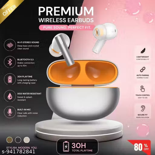 Buds Air 6 Earbuds Above 20 hours playtime bluetooth wireless headphones earphone bluetooth headset True Wireless Bluetooth