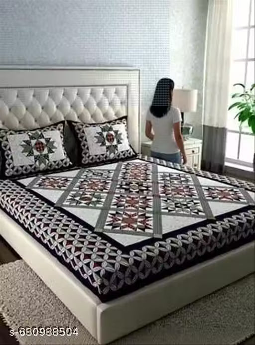 Deepkart Jaipuri Soft Cotton Double Bedsheet 90x100 Inches | Printed Double Bed Sheet with 2 Pillow Covers | Comfortable & Stylish Bedsheet for Home