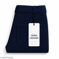 Men Navy Blue Solid Trouser | Stretchable Lycra Regular Fit Casual Pant | Mid Rise Bottom Wear