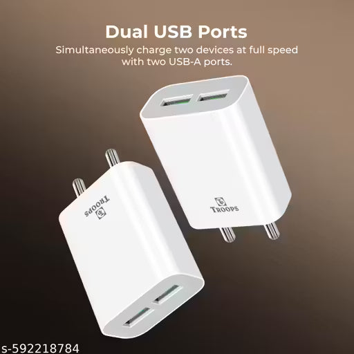 TP TROOPS Dual Ports 3.5A USB Charger, 18 Watt Wall Charger Phone Adapter and Type C Cable Compatible for All Smartphone With 1 Meter Type C Cable Included